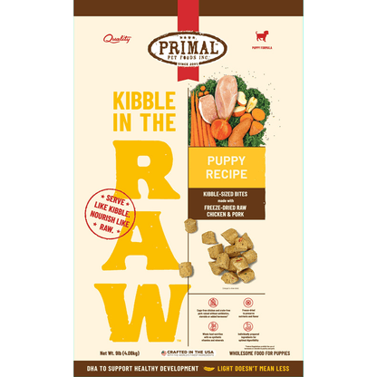 Freeze Dried Dog Food - KIBBLE IN THE RAW - PUPPY Recipe with Organic Vegetables