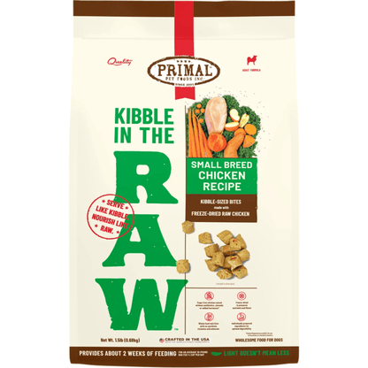 Freeze Dried Dog Food - KIBBLE IN THE RAW - SMALL BREED Chicken Recipe with Organic Vegetables