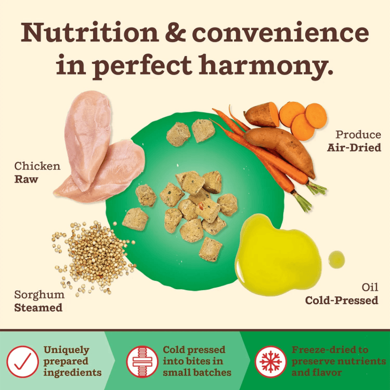 Freeze Dried Dog Food - KIBBLE IN THE RAW - SMALL BREED Chicken Recipe with Organic Vegetables