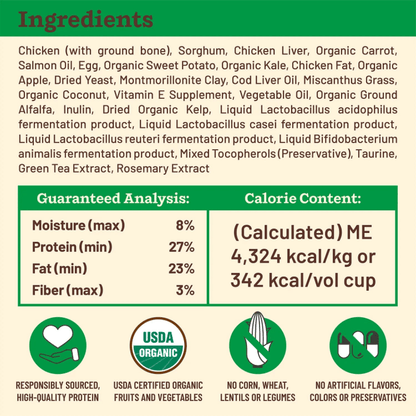 Freeze Dried Dog Food - KIBBLE IN THE RAW - SMALL BREED Chicken Recipe with Organic Vegetables