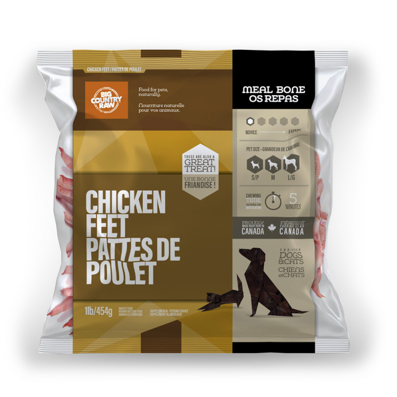 Big Country Raw - Cat & Dog - Frozen Raw Meal Replacement Bones Chicken Feet