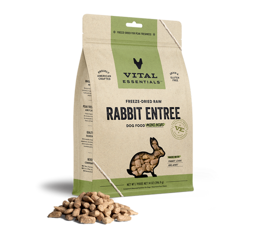 Vital Essentials -Dog Rabbit Freeze Dried Mini Nibs - 14 oz